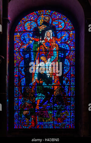 Stained Glass Window Canterbury Cathedral Kent England Stock Photo