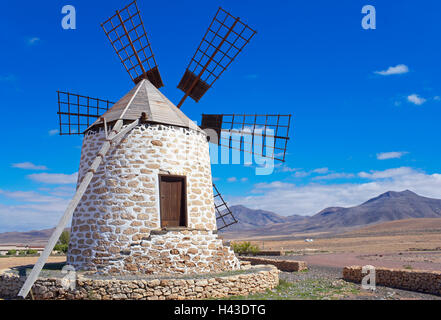 Old windmill, Molino de Tefía, Tefia, Fuerteventura, Canary Islands, Spain Stock Photo