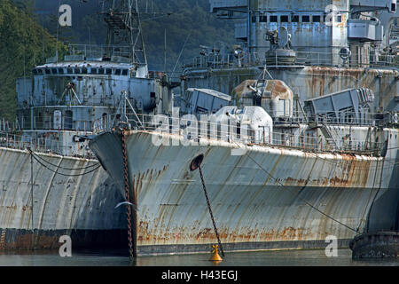Ship Graveyard, old military ships, Brittany, France Stock Photo