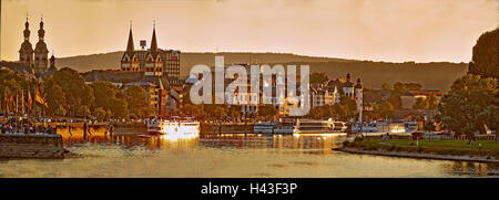 Koblenz historic center on the Mosel River, evening light, Koblenz, Rhineland-Palatinate, Germany Stock Photo