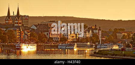 Koblenz historic center on the Mosel River, evening light, Koblenz, Rhineland-Palatinate, Germany Stock Photo