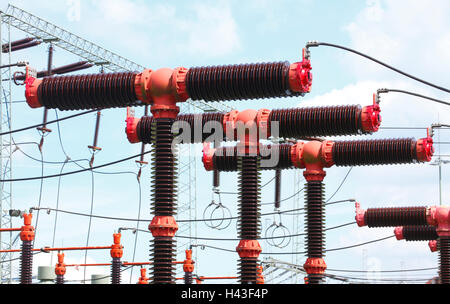 Isolators at an electrical substation, Bremen, Germany Stock Photo