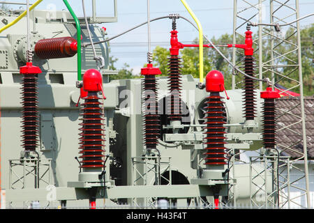 Isolators at an electrical substation, Bremen, Germany Stock Photo