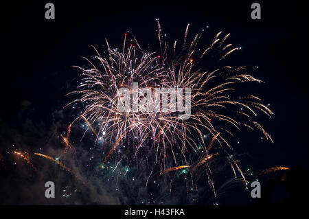 Fireworks in the night sky Stock Photo