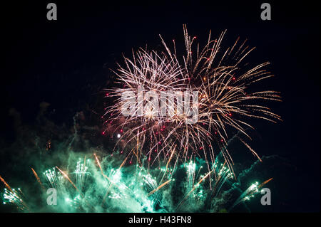 Fireworks in the night sky Stock Photo