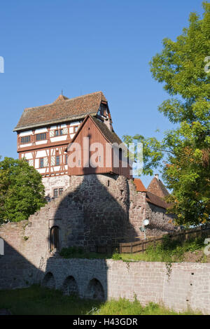 Germany, Baden-Wurttemberg, old dough, old castle, castle, half-timbered, half-timbered architecture, architecture, structure, Nagoldtal, lock, Black Forest, military plant, castle building, castle grounds, place of interest, destination, tourism, Stock Photo