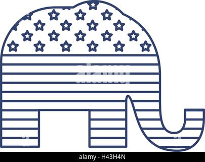 silhouette elephant flag united states Stock Vector