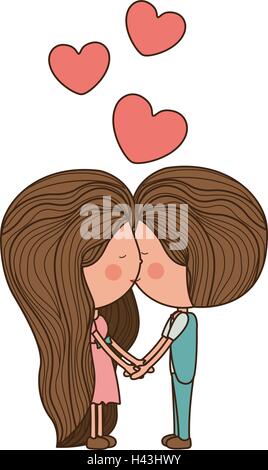 lovers couple with hearts floating vector illustration design Stock ...