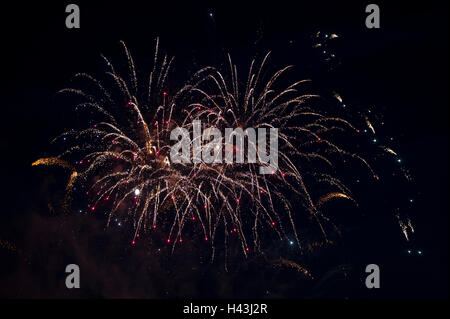 Fireworks in night sky Stock Photo