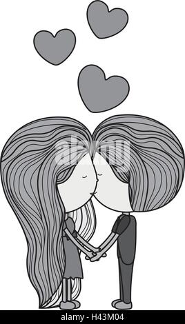 couple in love kissing with floating hearts Stock Vector Image & Art ...