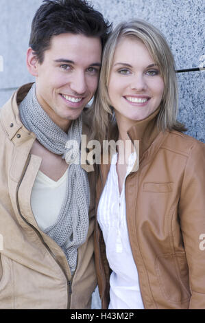 Couple, young, outside, portrait, Stock Photo