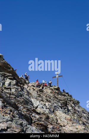 Austria, Vorarlberg, Silvretta, summit cross, high radian, Stock Photo