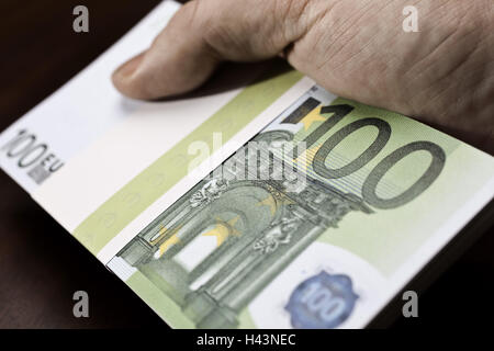 Hand, monetary tract, hundred, euronotes, detail, Stock Photo