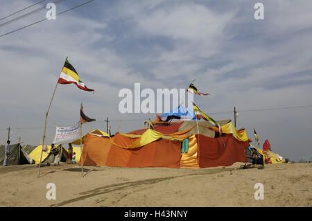 India, Uttar Pradesh, Allahabad, Kumbh Mela, tents, Stock Photo