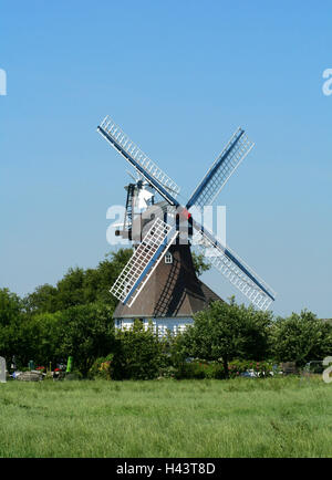 Germany, Schleswig - Holstein, Friedrichskoog, windmill, Stock Photo