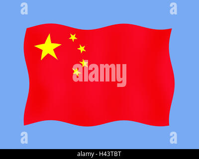 Computer graphics, national flag, China, flag, flag, state flag, state figure, blow, in Chinese, product photography, Stock Photo