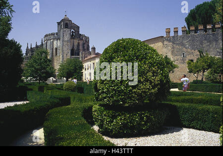 Portugal, Tomar, Christ's cloister, Convento de Cristo, Europe, town, landmark, place of interest, cloister, cloister plant, minster, Templar, UNESCO-world cultural heritage, Christ's order, Christ's knight, historically, in 1162, Stock Photo