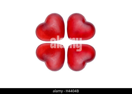 Jelly hearts, four, two, cut out, Stock Photo