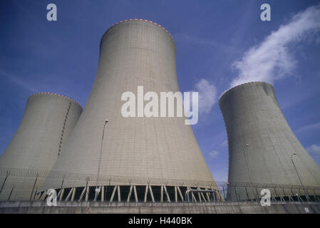Czechia, Tyn nad Vltavou, nuclear power plant Temelin, cooling towers, atomic power station, nuclear energy, issue, energy, energy production, danger, KKW, power station, risk, towers, environmental pollution, current, current production, icon, steam, vapour, economy, industry, Stock Photo