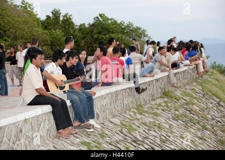 Thailand, island Phuket, cape Laem Promthep, lookout, defensive wall, tourist, Stock Photo