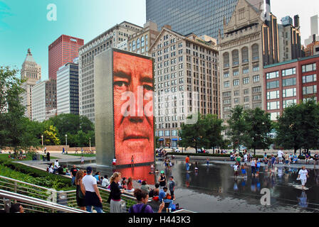 Crown Fountain in Chicago, Illinois Stock Photo