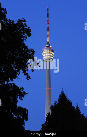 Germany, Baden-Wurttemberg, Stuttgart, television tower, dusk Stock ...