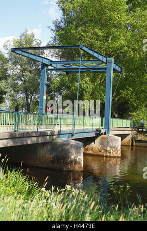 Worpswede, river Hamme, drawbridge at Neu-Helgoland, Stock Photo