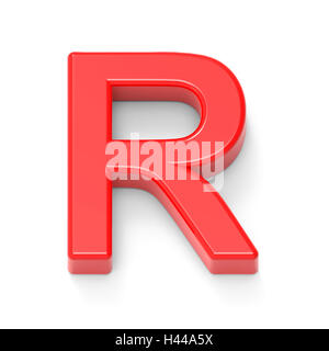 light red letter R, 3D rendering graphic isolated on white background Stock Photo