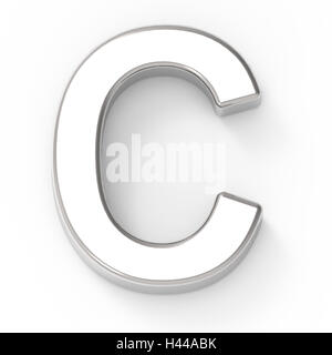 3d silver letter C, 3D rendering graphic isolated white background Stock Photo