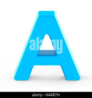 light blue letter A, 3D rendering graphic isolated white background Stock Photo