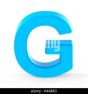 light blue letter G, 3D rendering graphic isolated white background Stock Photo