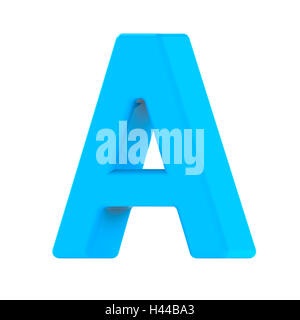 3d right leaning light blue letter A, 3D rendering graphic isolated white background Stock Photo