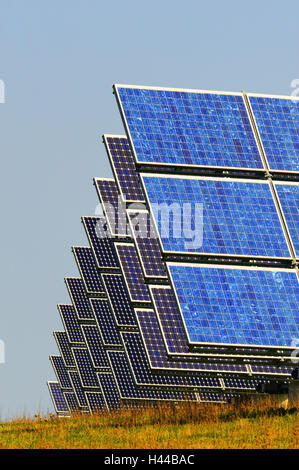 Meadow, solar collectors, solar cells, detail, Stock Photo