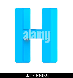 3d right leaning light blue letter H, 3D rendering graphic isolated white background Stock Photo