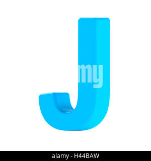 3d right leaning light blue letter J, 3D rendering graphic isolated white background Stock Photo