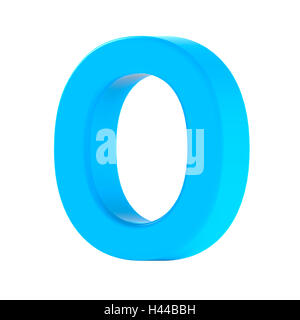 3d right leaning light blue letter O, 3D rendering graphic isolated white background Stock Photo