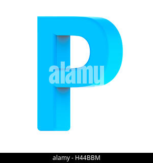 3d right leaning light blue letter P, 3D rendering graphic isolated white background Stock Photo