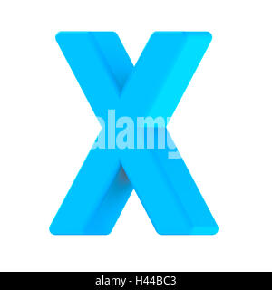 3d right leaning light blue letter X, 3D rendering graphic isolated white background Stock Photo