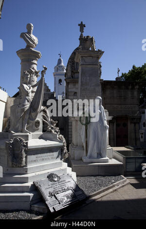 Argentina, Buenos Aires, Cementerio de la Recoleta, statues, sculptures, Stock Photo