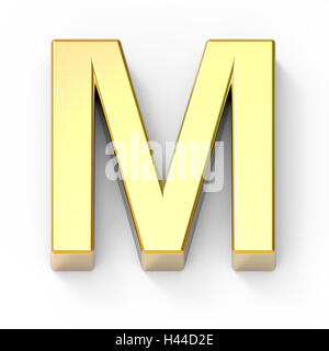 3d Matte gold font M, 3D rendering graphic isolated white background Stock Photo