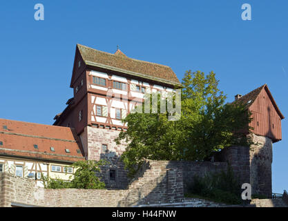 Germany, Baden-Wurttemberg, old dough, old castle, castle, half-timbered, half-timbered architecture, architecture, structure, Nagoldtal, lock, Black Forest, military plant, castle building, castle grounds, place of interest, destination, tourism, Stock Photo