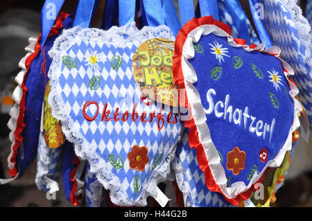 Germany, Bavaria, Munich, Oktoberfest, substance hearts, Stock Photo