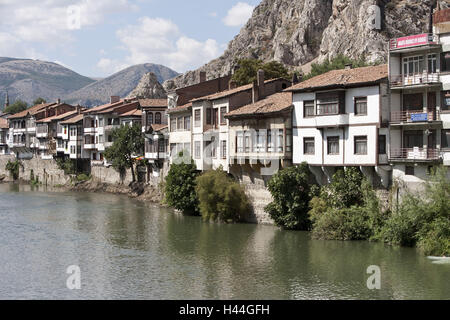 Turkey, Black Sea region, Amasya, houses, riversides, Stock Photo
