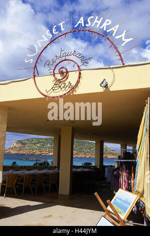 Ibiza, Cala Conta, restaurant 'Sunset Ashram', Stock Photo