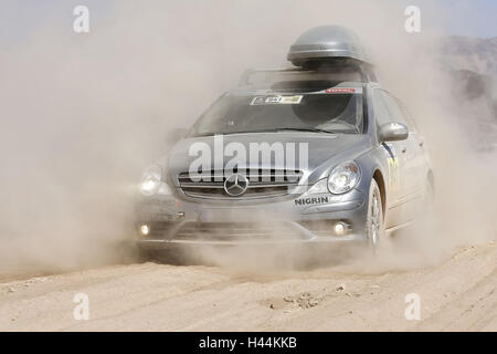 Rally Dakar 2010, desert, Mercedes R class, Escort vehicle, 8th stage, Stock Photo