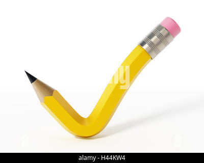 Pencil shaped like a checkmark symbol. 3D illustration. Stock Photo