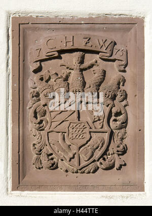 Germany, Baden-Wurttemberg, old dough, duke's coats arms, in 1775, old dough, heraldry, duke, duke's coat arms, duke's coat arms, Nagoldtal, Black Forest, town church, coat arms, coat arms sign, Stock Photo