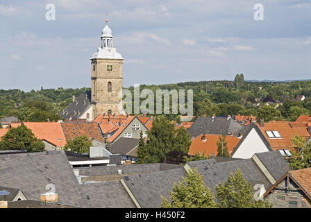 Germany, Lower Saxony, Harz, Goslar, town overview, Stephanikirche, Stock Photo