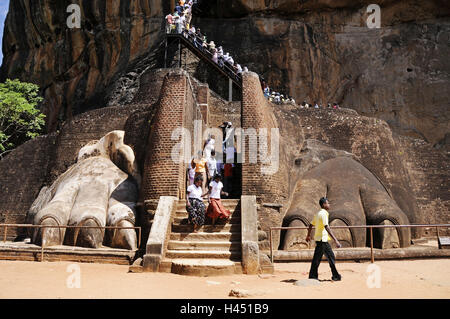 Sri Lanka, Sigiriya, monolith, stairs, tourist, Stock Photo