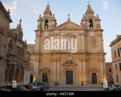 Malta, Mdina, St. Peter and Paul Õ see cathedral, island, Mediterranean island, destination, place of interest, town, Old Town, building, structure, architecture, church, sacred construction, faith, religion, Christianity, cathedral, early baroque, architectural style, baroque, architecture, Stock Photo